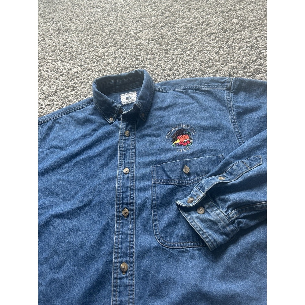 VTG Lee Denim Men's M Oktoberfest 1999 Long Sleeve Button Down 100% Cotton